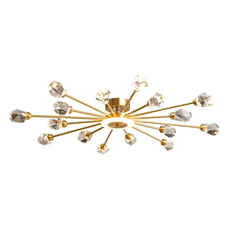 Contemporary Tapered Flush Light Fixture Crystal Flush Mount Ceiling Fixture in Gold