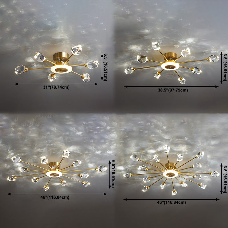 Contemporary Tapered Flush Light Fixture Crystal Flush Mount Ceiling Fixture in Gold