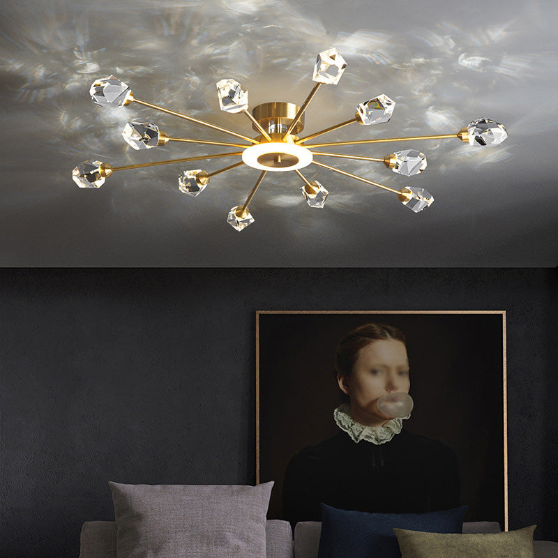 Contemporary Tapered Flush Light Fixture Crystal Flush Mount Ceiling Fixture in Gold