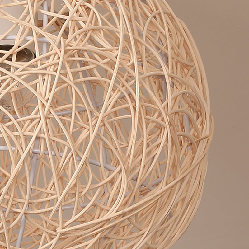 Spherical Ceiling Flush Mount Asia Rattan Semi Flush Mount Lighting