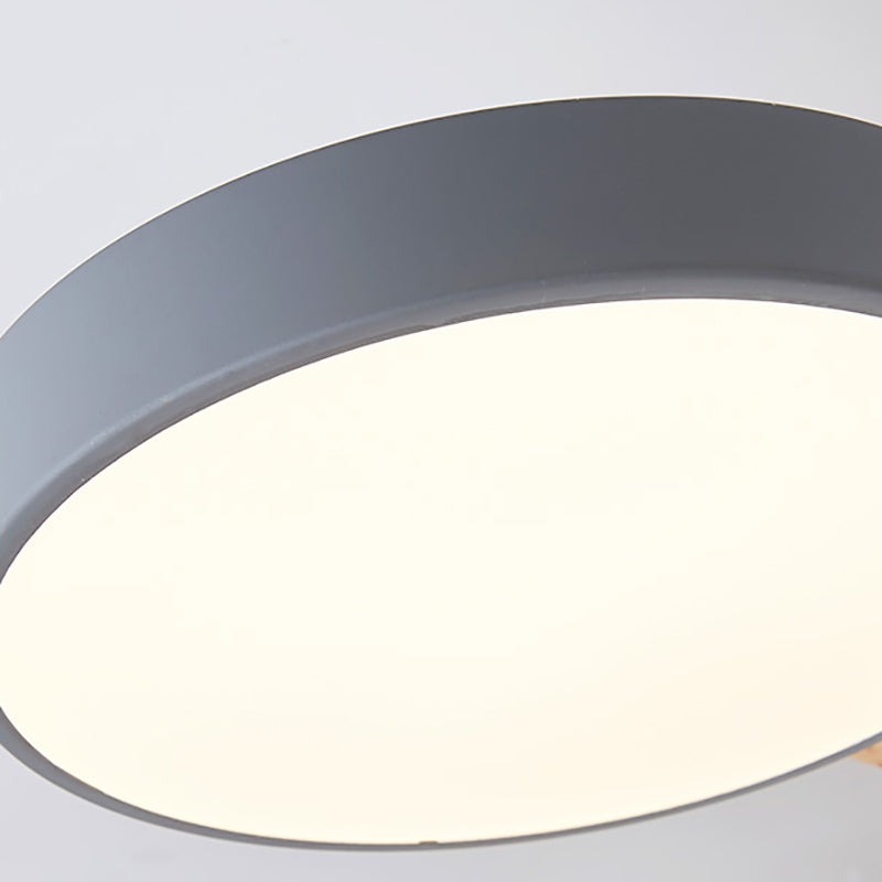Nordic Round Ceiling Light Wood Multi Light LED Flush Mount Light for Living Room