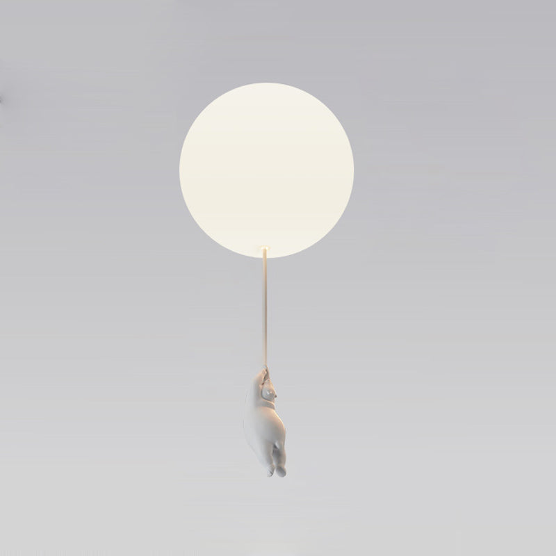 Cartoon 1-Light Ceiling Light White Balloon Shape Glass Flush Mount Light Fixture