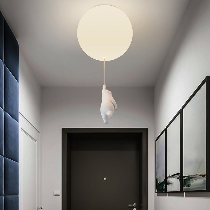 Cartoon 1-Light Ceiling Light White Balloon Shape Glass Flush Mount Light Fixture