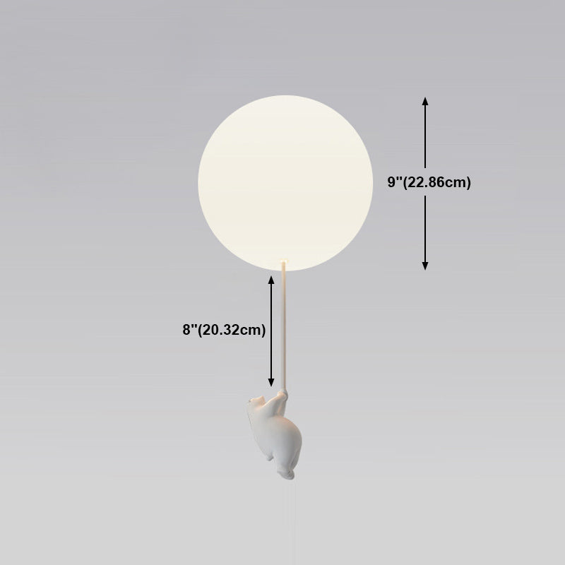 Cartoon 1-Light Ceiling Light White Balloon Shape Glass Flush Mount Light Fixture