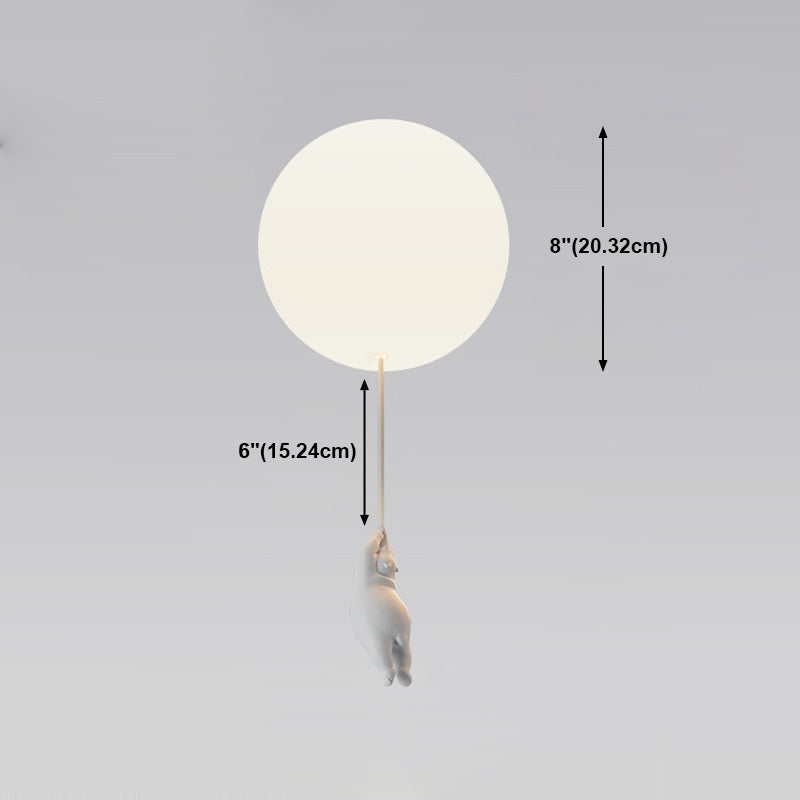 Cartoon 1-Light Ceiling Light White Balloon Shape Glass Flush Mount Light Fixture