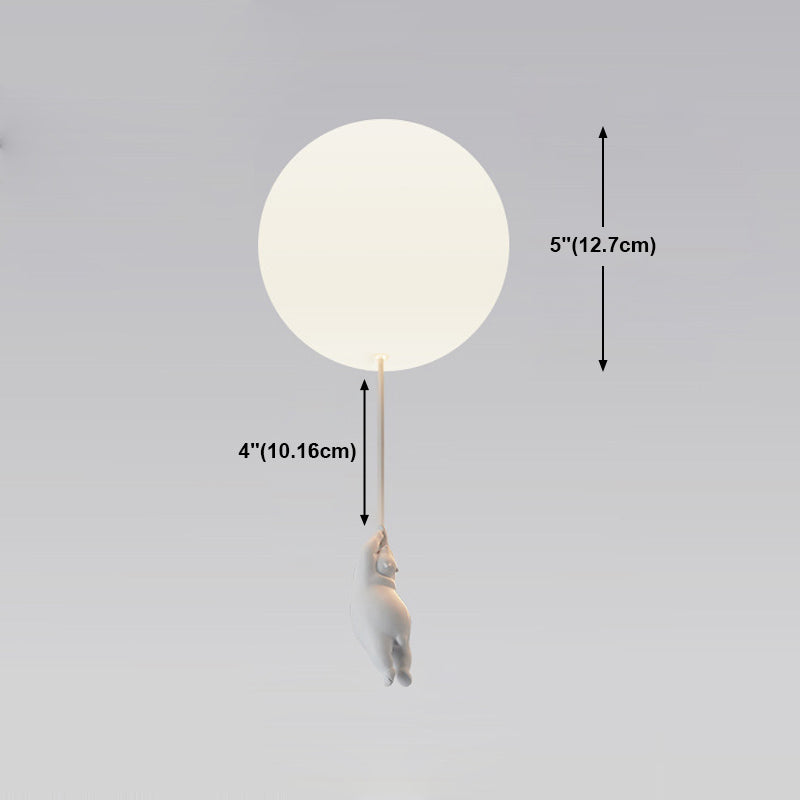 Cartoon 1-Light Ceiling Light White Balloon Shape Glass Flush Mount Light Fixture