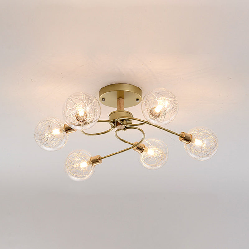 Multi Light Spherical Ceiling Lamp Modern Style Glass Ceiling Lighting for Living Room