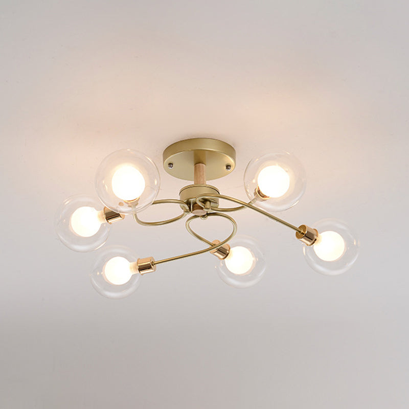 Multi Light Spherical Ceiling Lamp Modern Style Glass Ceiling Lighting for Living Room