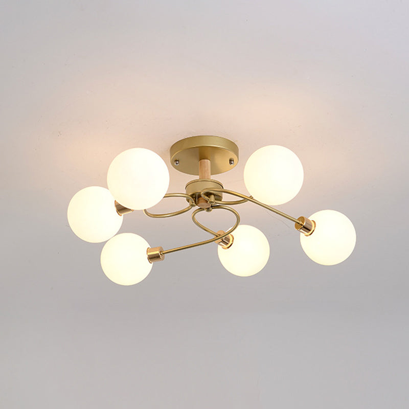 Multi Light Spherical Ceiling Lamp Modern Style Glass Ceiling Lighting for Living Room