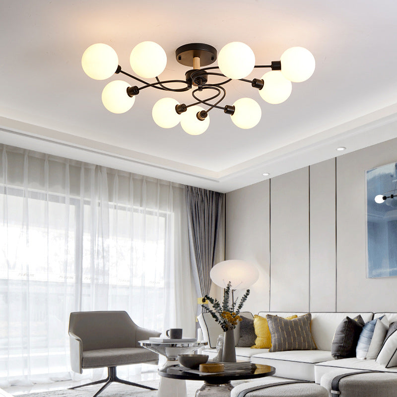 Multi Light Spherical Ceiling Lamp Modern Style Glass Ceiling Lighting for Living Room