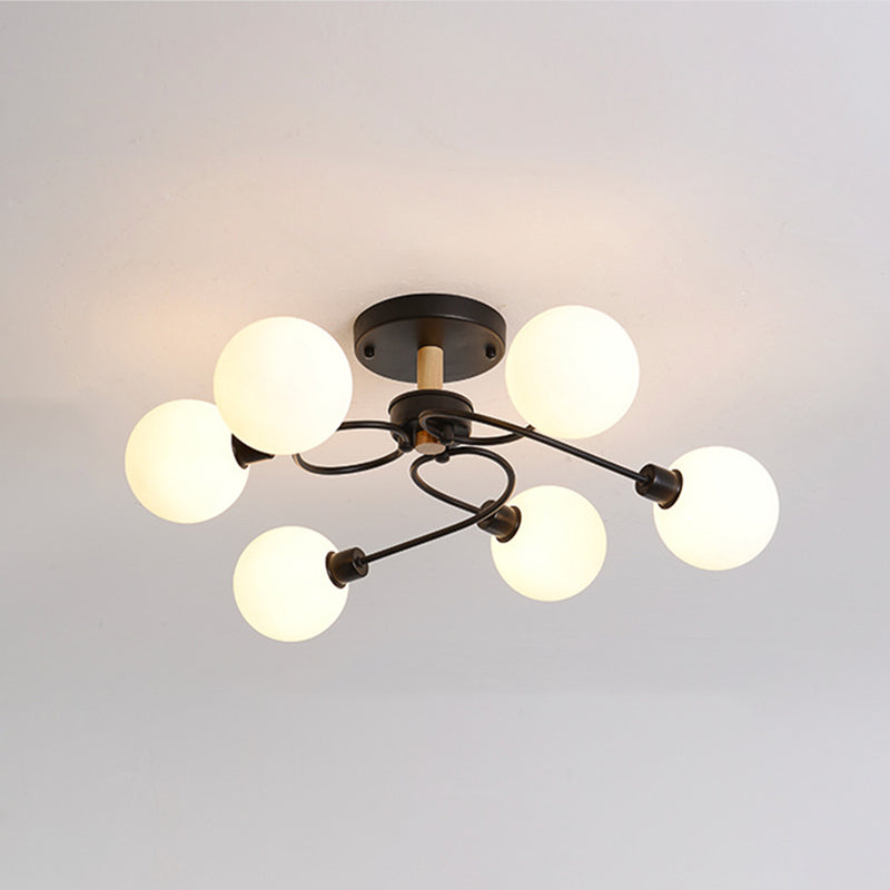Multi Light Spherical Ceiling Lamp Modern Style Glass Ceiling Lighting for Living Room