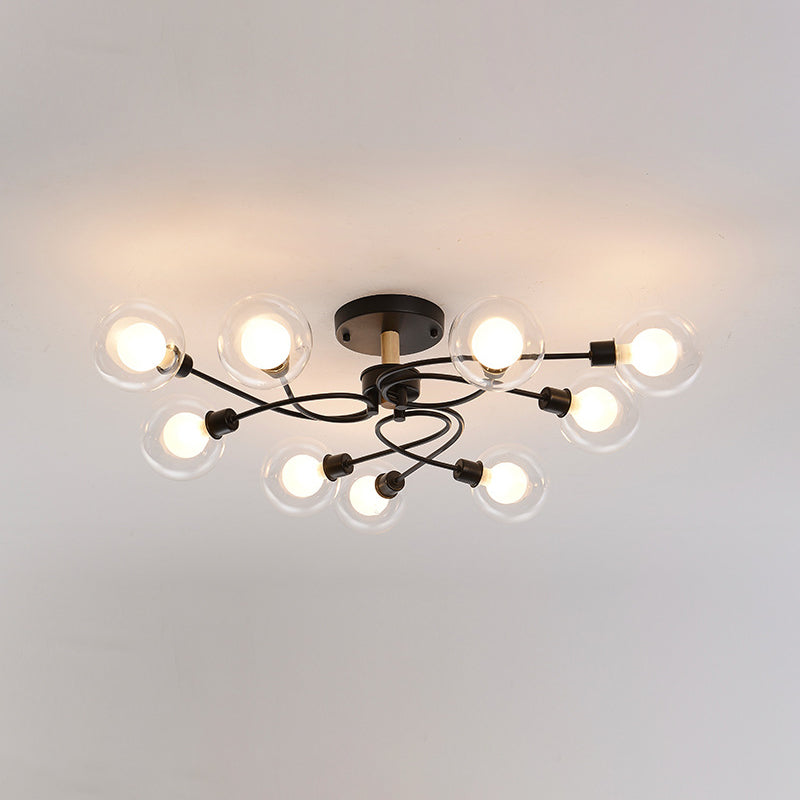 Multi Light Spherical Ceiling Lamp Modern Style Glass Ceiling Lighting for Living Room