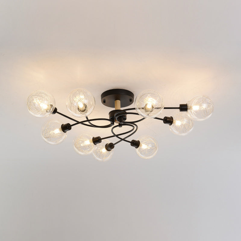 Multi Light Spherical Ceiling Lamp Modern Style Glass Ceiling Lighting for Living Room