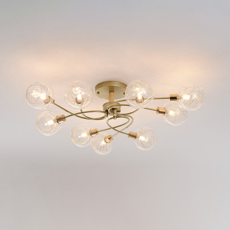 Multi Light Spherical Ceiling Lamp Modern Style Glass Ceiling Lighting for Living Room