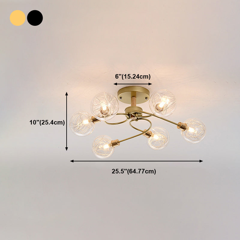Multi Light Spherical Ceiling Lamp Modern Style Glass Ceiling Lighting for Living Room
