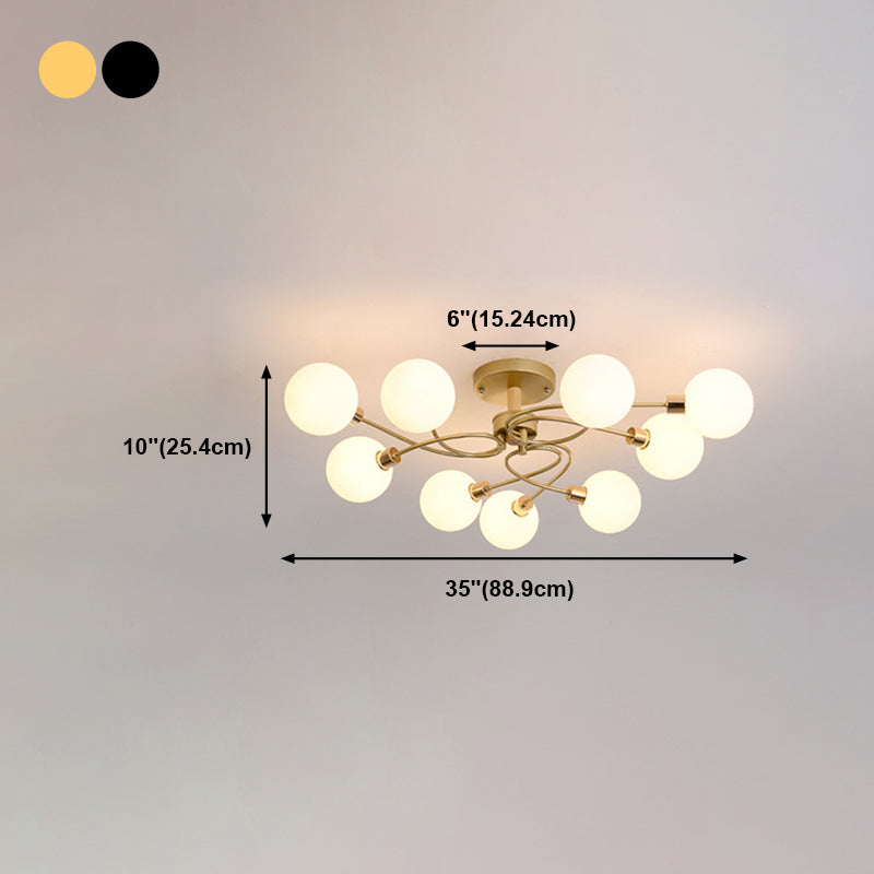 Multi Light Spherical Ceiling Lamp Modern Style Glass Ceiling Lighting for Living Room