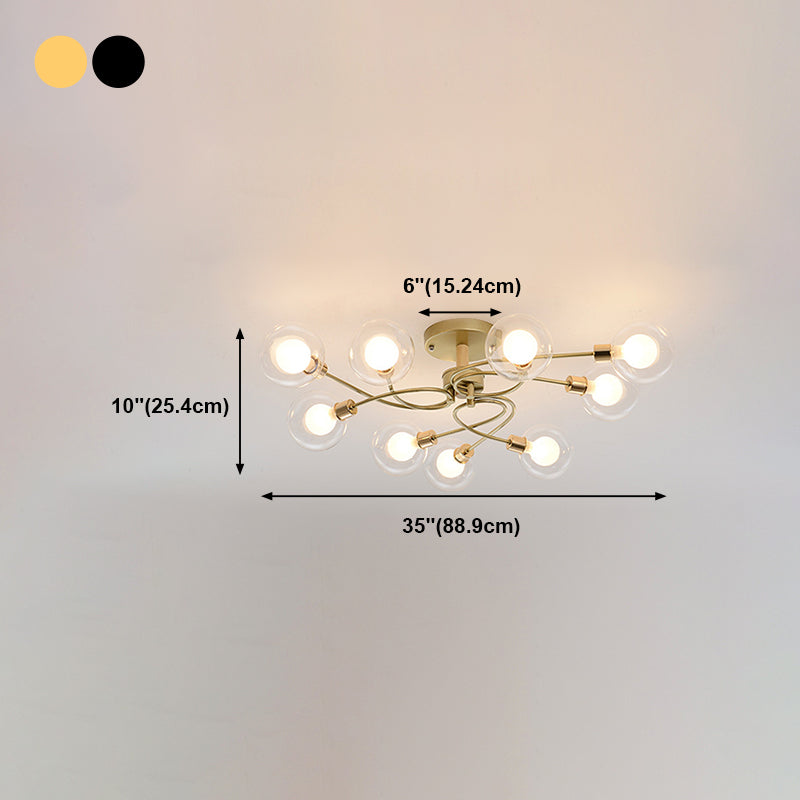 Multi Light Spherical Ceiling Lamp Modern Style Glass Ceiling Lighting for Living Room