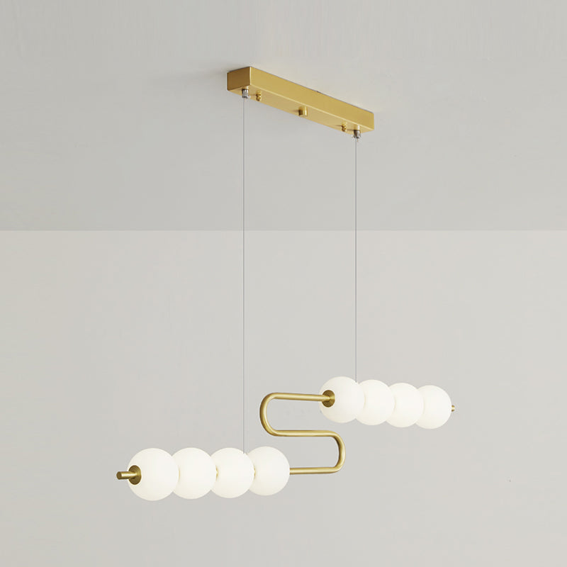 Modern Style Spherical Shape Island Lights Glass 8 Light Island Lighting in Gold