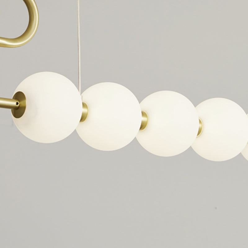 Modern Style Spherical Shape Island Lights Glass 8 Light Island Lighting in Gold