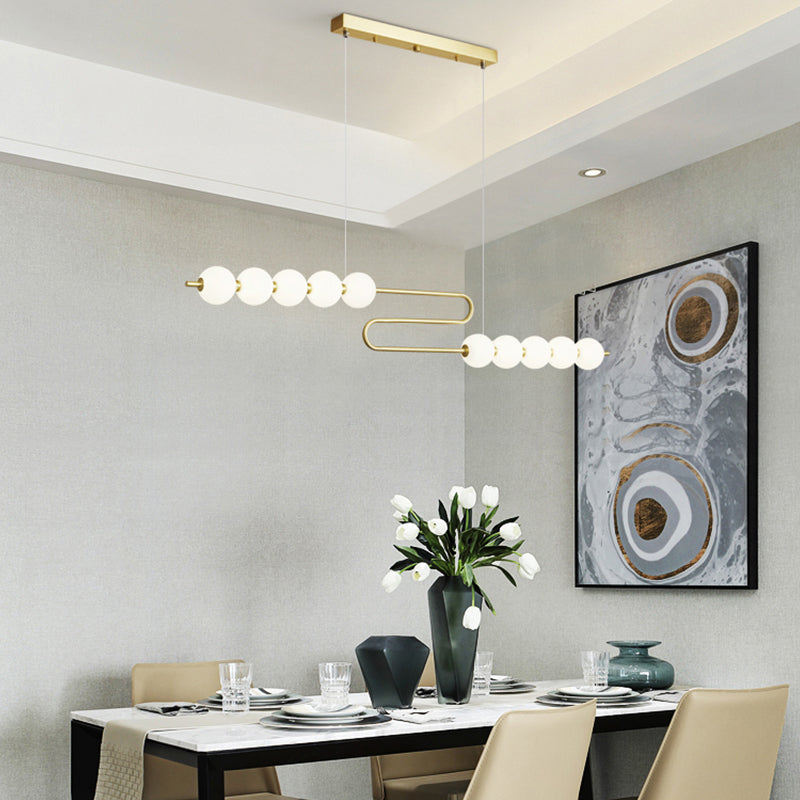 Modern Style Spherical Shape Island Lights Glass 8 Light Island Lighting in Gold