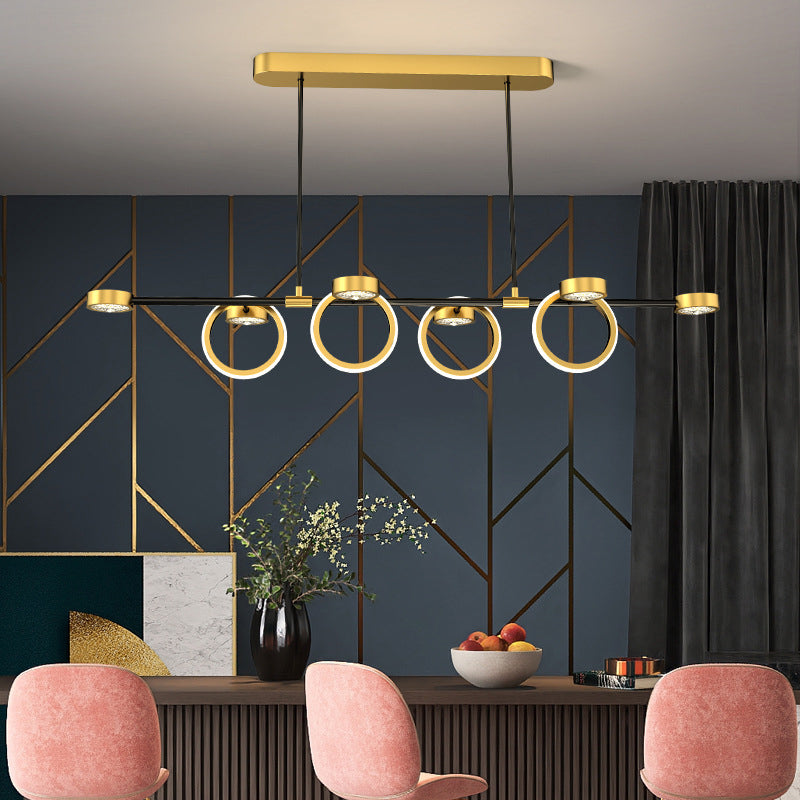 Gold Loops Island Light Postmodern LED Crystal Suspension Light for Dining Room