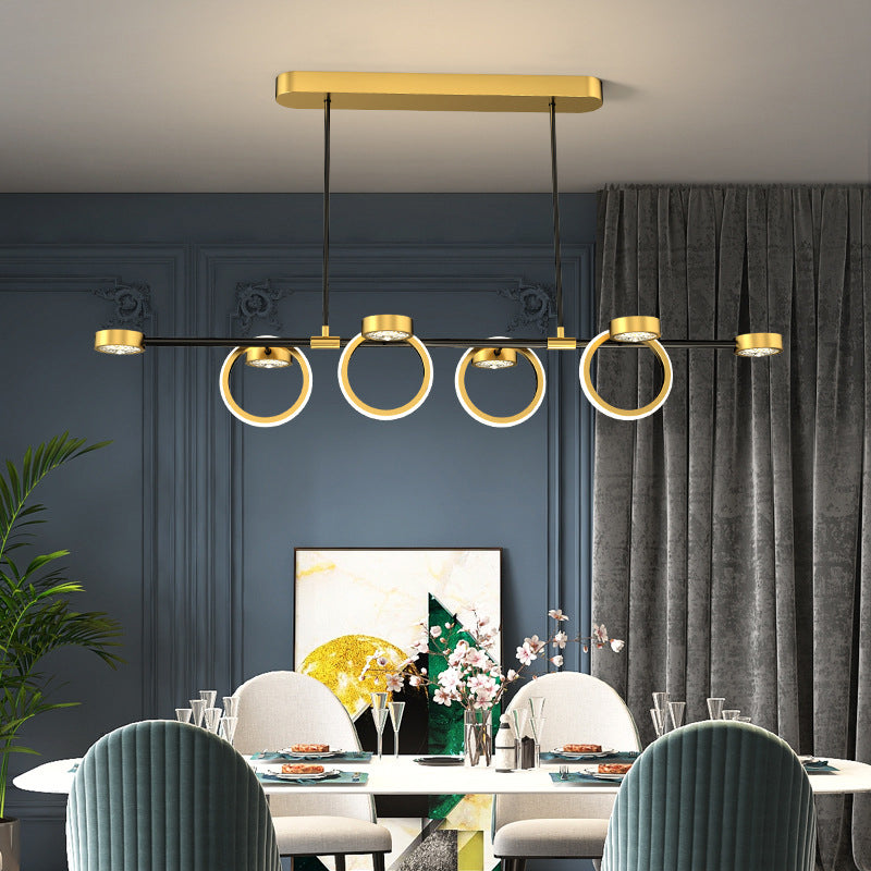 Gold Loops Island Light Postmodern LED Crystal Suspension Light for Dining Room