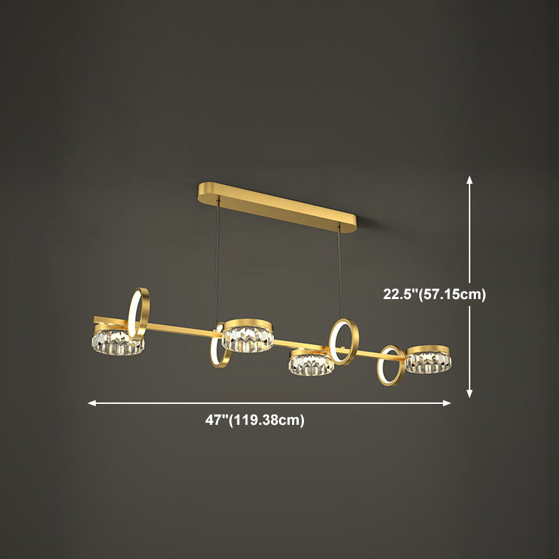 Gold Loops Island Light Postmodern LED Crystal Suspension Light for Dining Room