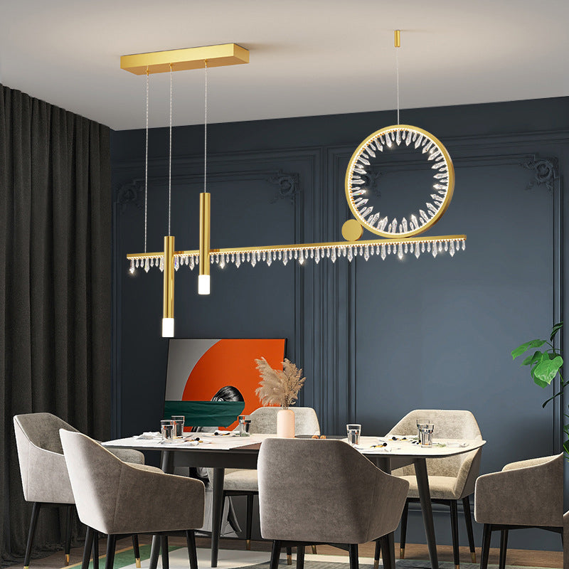 Crystal Linear Island Lamp Simplicity LED Suspension Light for Dining Room