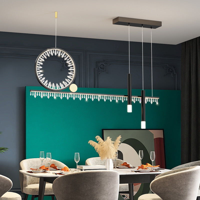 Crystal Linear Island Lamp Simplicity LED Suspension Light for Dining Room