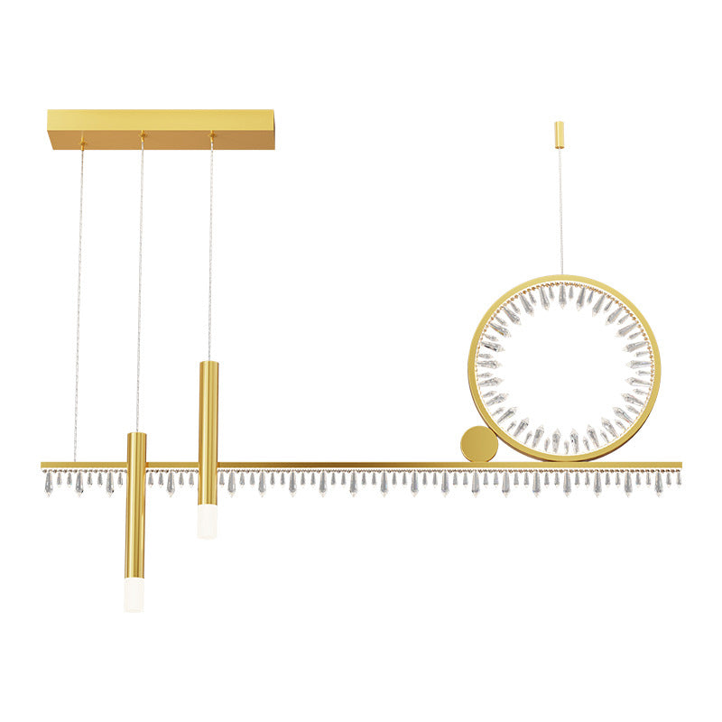 Crystal Linear Island Lamp Simplicity LED Suspension Light for Dining Room
