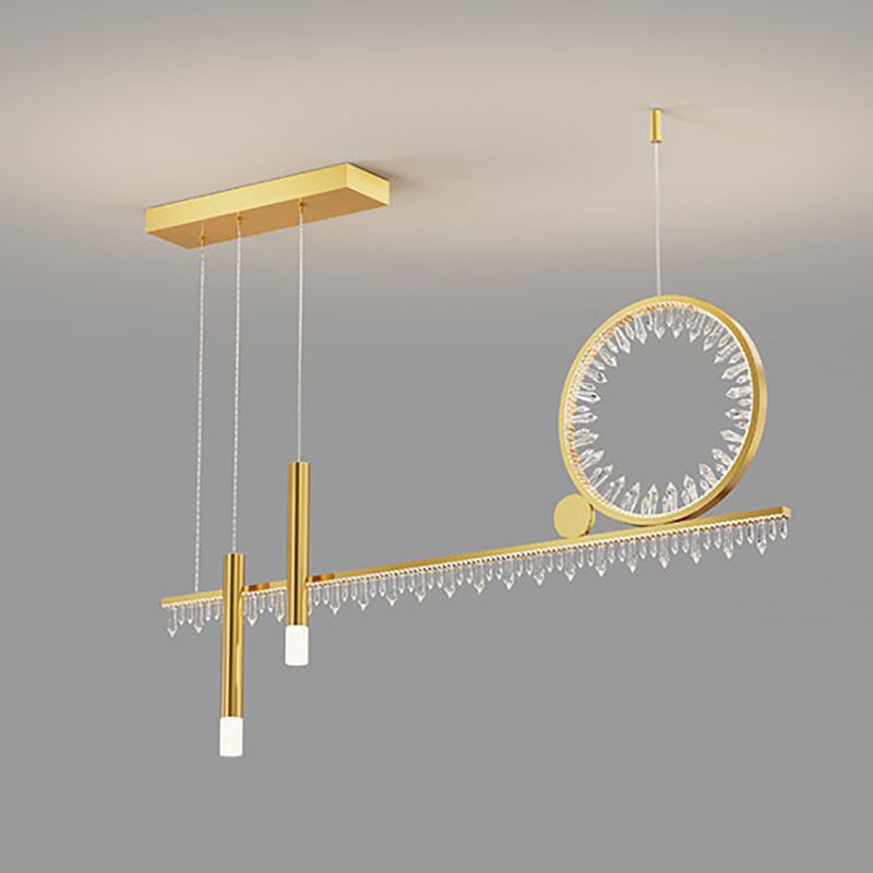 Crystal Linear Island Lamp Simplicity LED Suspension Light for Dining Room