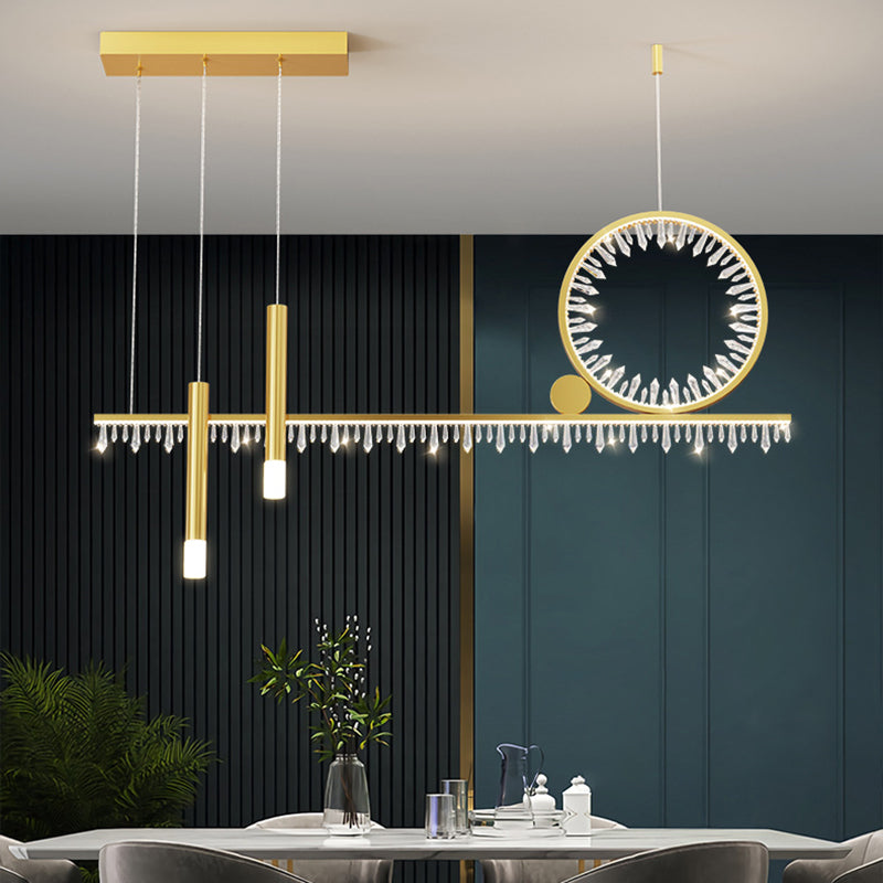 Crystal Linear Island Lamp Simplicity LED Suspension Light for Dining Room
