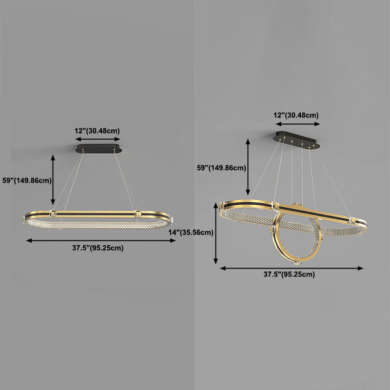 Postmodern Oblong LED Island Lighting Metallic Dining Room Suspension Lamp