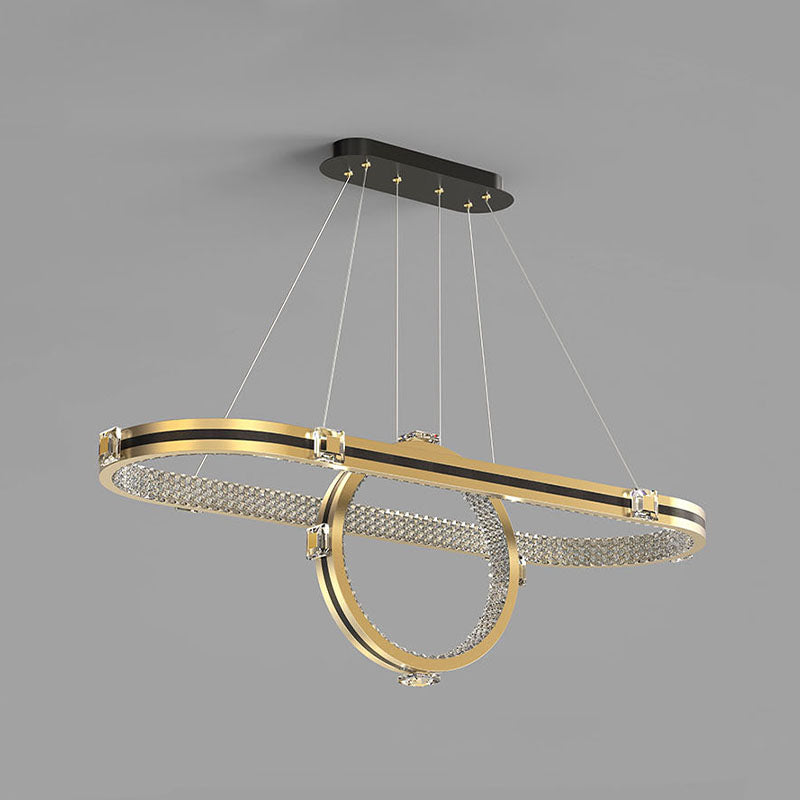 Postmodern Oblong LED Island Lighting Metallic Dining Room Suspension Lamp