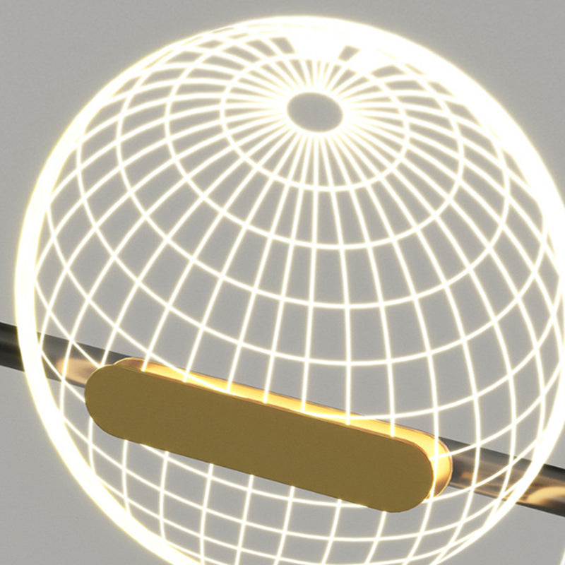 Minimalist 5-Light Island Pendant Globe Shade Acrylic Hanging Light for Dining Room