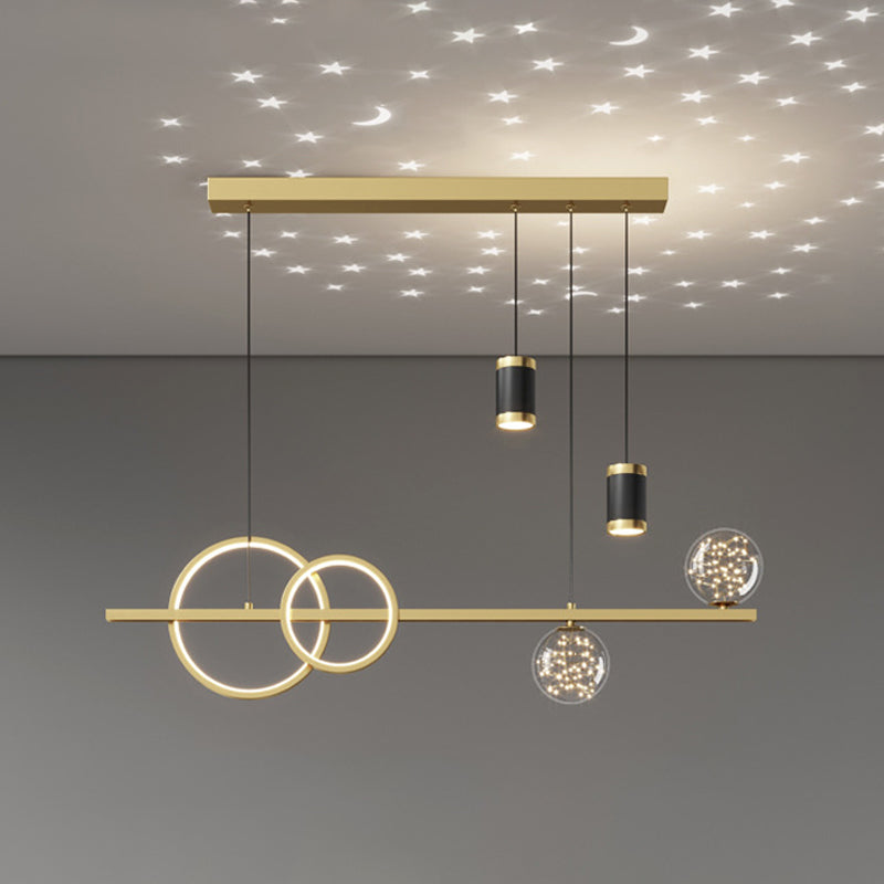 Modern Romantic Starry Island Lamp Clear Glass Dining Room LED Suspension Light