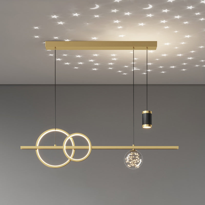 Modern Romantic Starry Island Lamp Clear Glass Dining Room LED Suspension Light