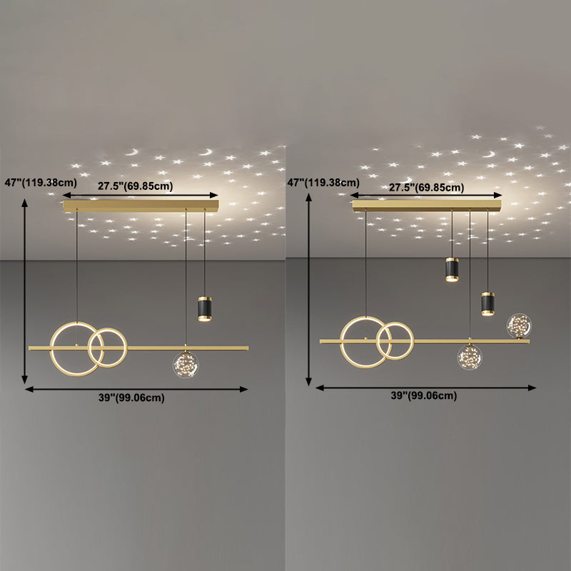 Modern Romantic Starry Island Lamp Clear Glass Dining Room LED Suspension Light