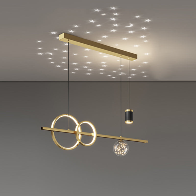 Modern Romantic Starry Island Lamp Clear Glass Dining Room LED Suspension Light