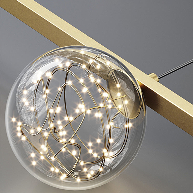 Modern Romantic Starry Island Lamp Clear Glass Dining Room LED Suspension Light