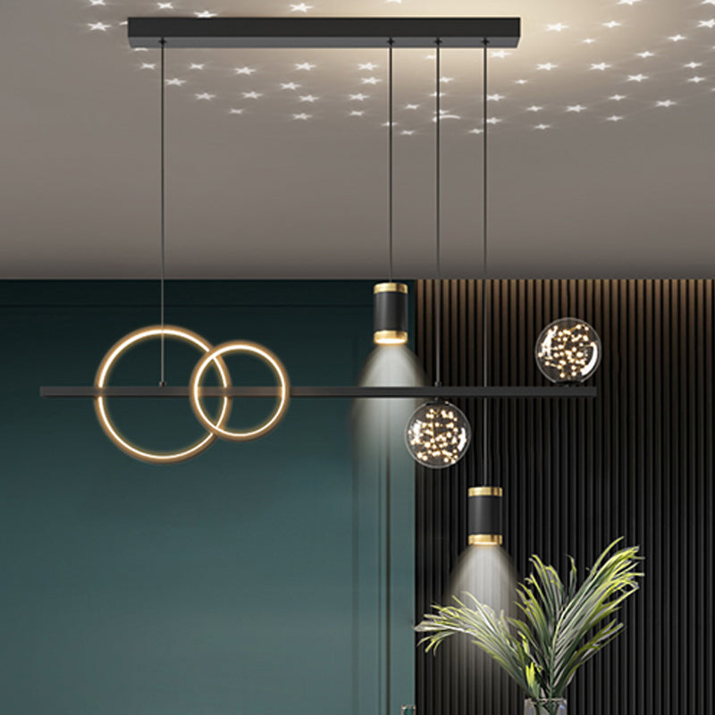 Modern Romantic Starry Island Lamp Clear Glass Dining Room LED Suspension Light