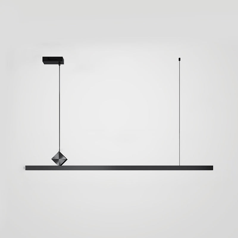 Modern Aluminum Island Light Straight Black Island Pendant for Dining Room