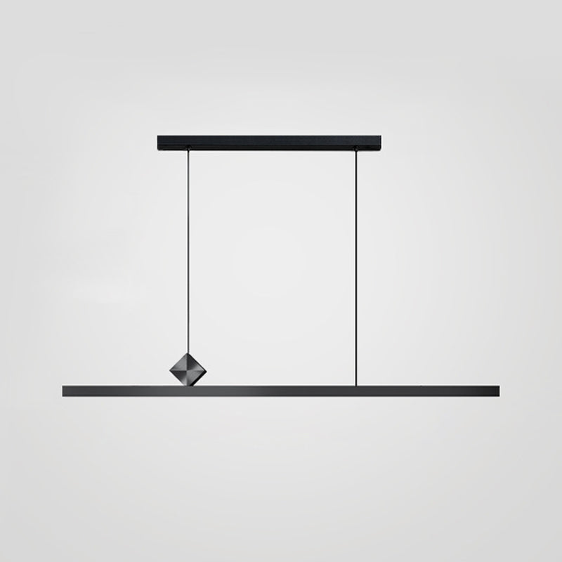 Modern Aluminum Island Light Straight Black Island Pendant for Dining Room