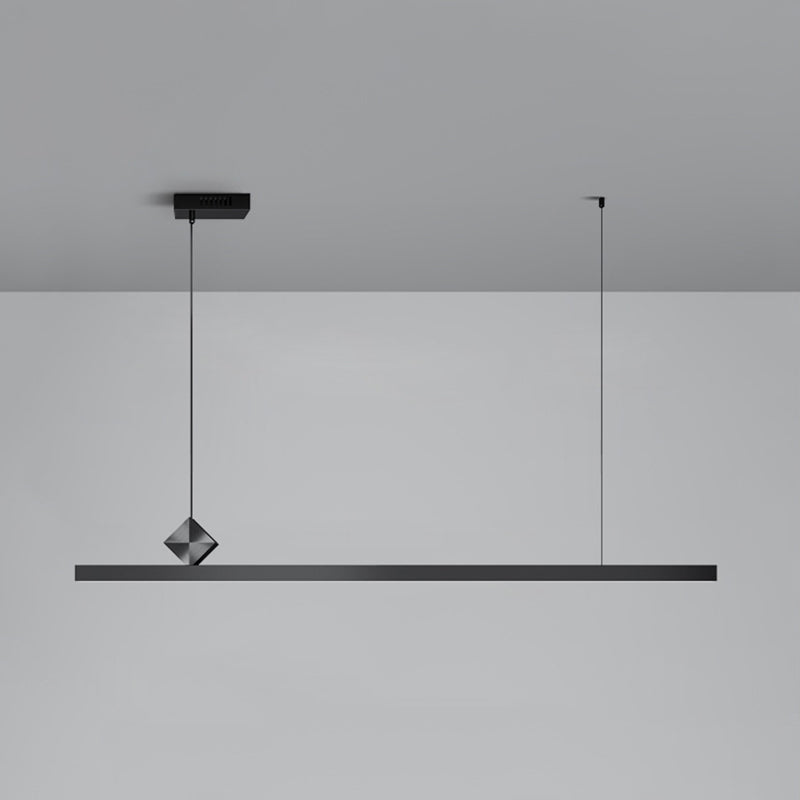 Modern Aluminum Island Light Straight Black Island Pendant for Dining Room