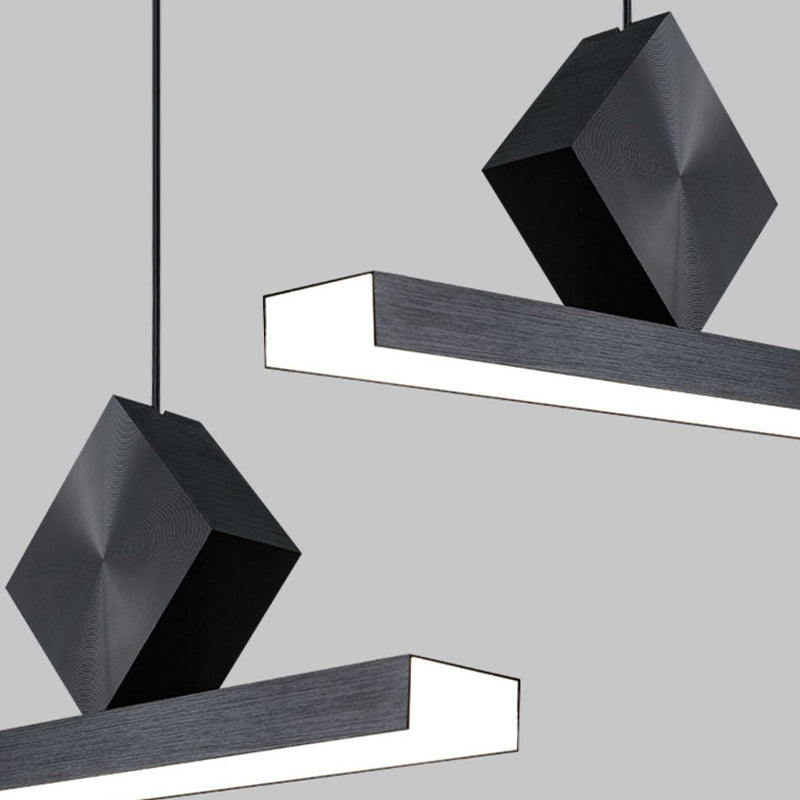 Modern Aluminum Island Light Straight Black Island Pendant for Dining Room