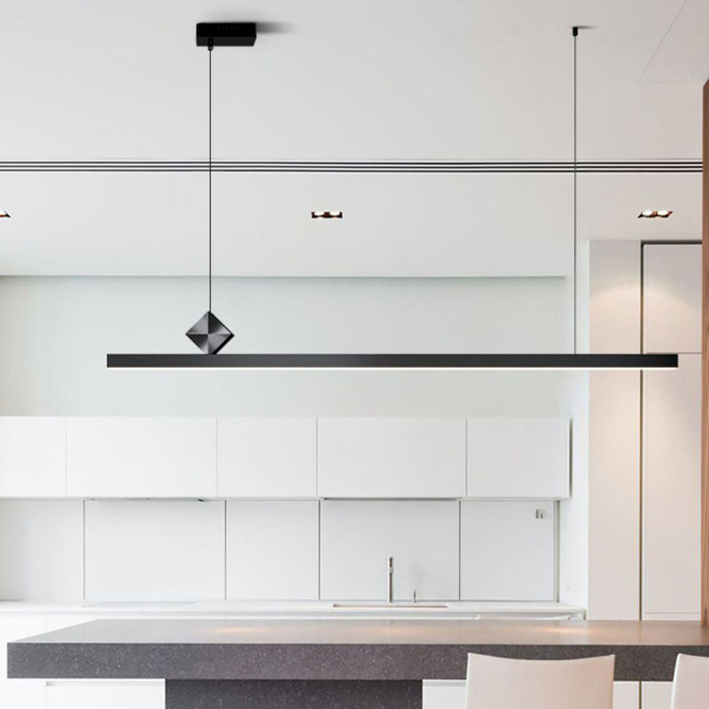 Modern Aluminum Island Light Straight Black Island Pendant for Dining Room