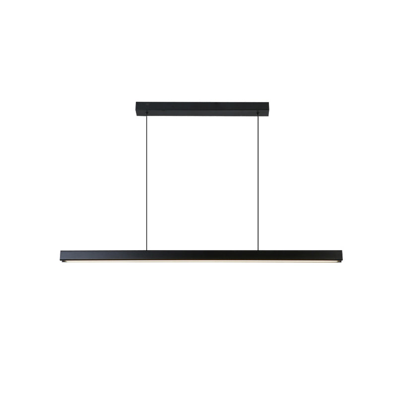 Modern Island Light Metal Straight Island Pendant in Black for Dining Room
