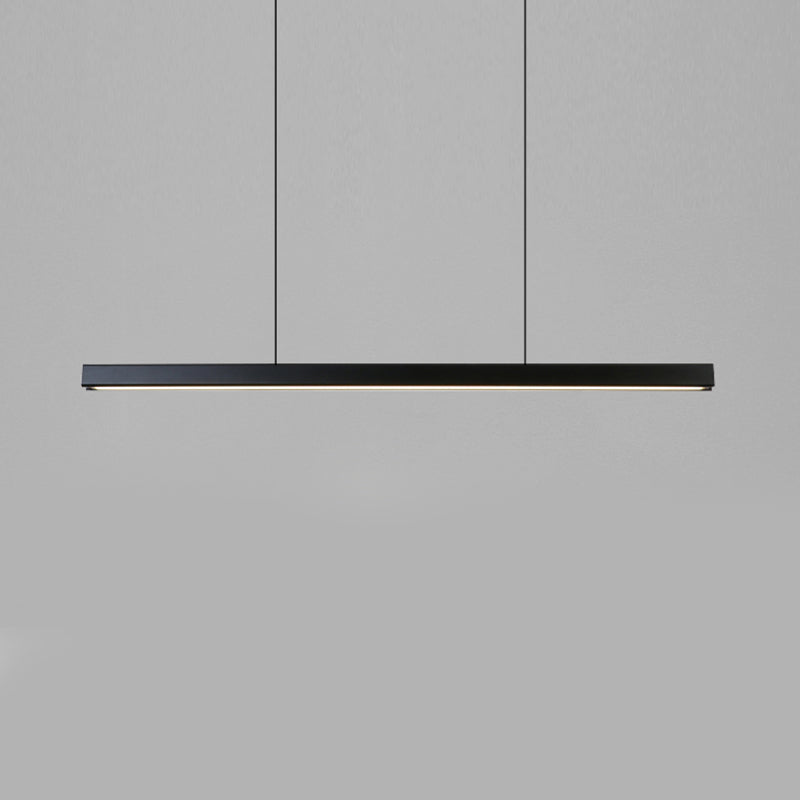 Modern Island Light Metal Straight Island Pendant in Black for Dining Room