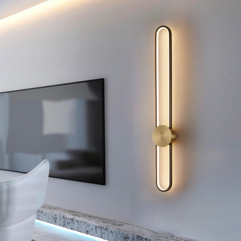 Contemporary Linear Wall Mount Lighting Minimalist Metallic LED Wall Sconce