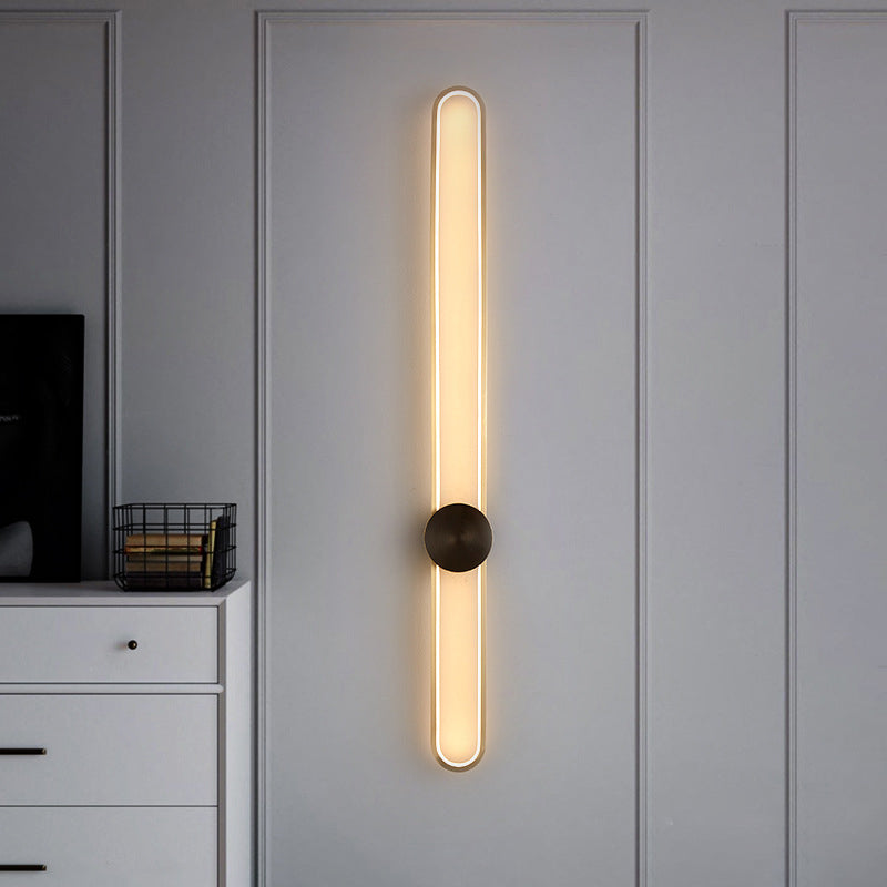 Contemporary Linear Wall Mount Lighting Minimalist Metallic LED Wall Sconce
